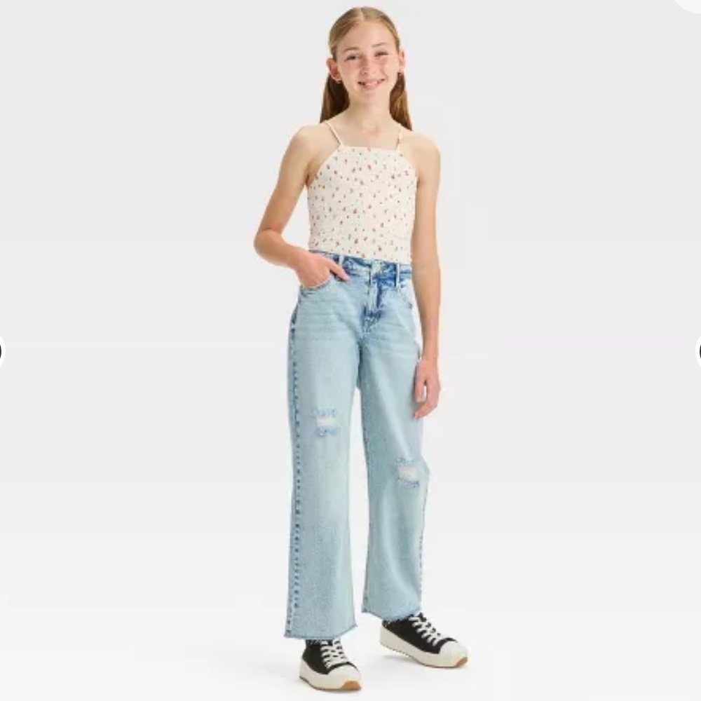 NWT Cat & Jack Baggy High-Rise Relaxed Hip & Thigh Straight Leg Jeans Size 8